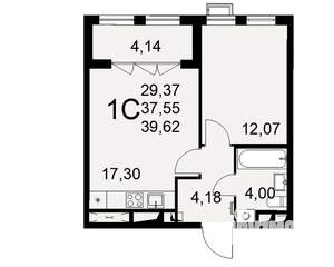 1-к квартира, строящийся дом, 40м2, 11/16 этаж