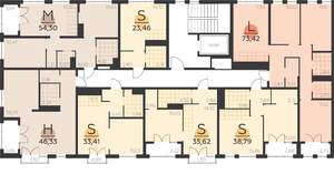 1-к квартира, строящийся дом, 44м2, 5/5 этаж