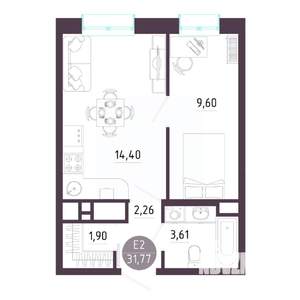 1-к квартира, вторичка, 32м2, 10/10 этаж