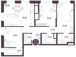 3-к квартира, вторичка, 73м2, 10/10 этаж