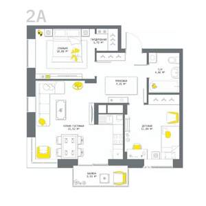 2-к квартира, вторичка, 64м2, 20/25 этаж
