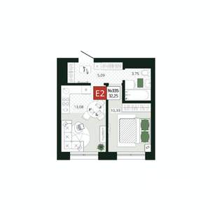 1-к квартира, вторичка, 32м2, 15/19 этаж
