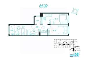 2-к квартира, вторичка, 65м2, 4/15 этаж