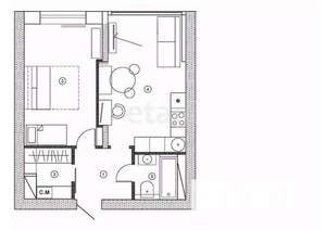 1-к квартира, вторичка, 37м2, 2/9 этаж