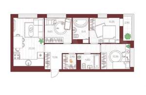 3-к квартира, сданный дом, 72м2, 2/14 этаж