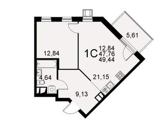 1-к квартира, вторичка, 49м2, 6/11 этаж