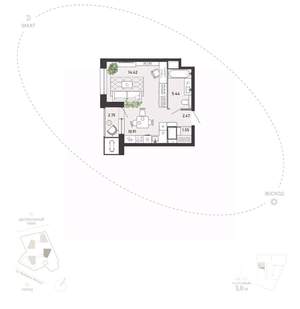 Студия квартира, вторичка, 38м2, 10/21 этаж