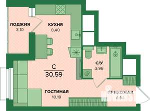 Студия квартира, вторичка, 31м2, 21/25 этаж