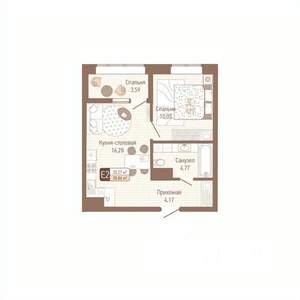 1-к квартира, строящийся дом, 37м2, 8/14 этаж