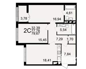 2-к квартира, вторичка, 80м2, 13/18 этаж