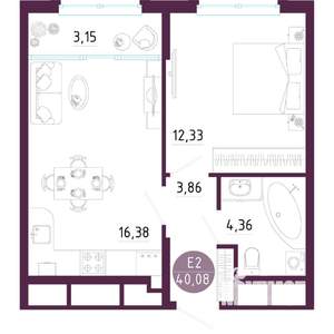 1-к квартира, вторичка, 40м2, 7/10 этаж