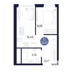 Студия квартира, строящийся дом, 30м2, 2/25 этаж