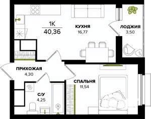 1-к квартира, вторичка, 40м2, 3/25 этаж