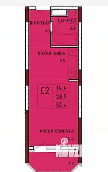 Студия квартира, вторичка, 34м2, 13/16 этаж