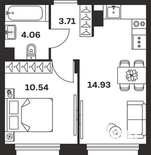 1-к квартира, вторичка, 35м2, 5/9 этаж