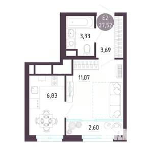 Студия квартира, строящийся дом, 28м2, 10/10 этаж