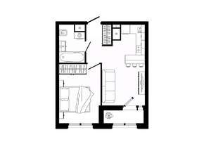 1-к квартира, строящийся дом, 38м2, 2/25 этаж