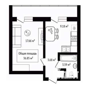 1-к квартира, вторичка, 34м2, 8/9 этаж