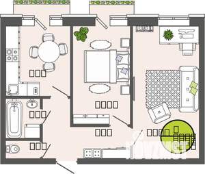 2-к квартира, строящийся дом, 47м2, 3/3 этаж