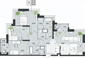 3-к квартира, вторичка, 119м2, 3/21 этаж