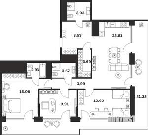 3-к квартира, вторичка, 121м2, 9/10 этаж