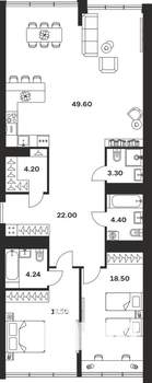 2-к квартира, вторичка, 124м2, 5/9 этаж