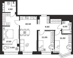 3-к квартира, вторичка, 83м2, 3/24 этаж
