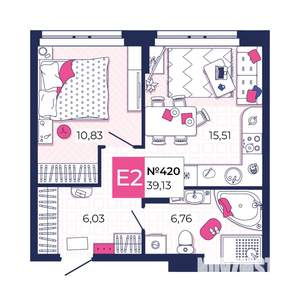 1-к квартира, вторичка, 39м2, 7/25 этаж