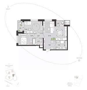 2-к квартира, вторичка, 83м2, 10/21 этаж