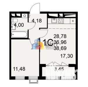 1-к квартира, вторичка, 39м2, 16/16 этаж