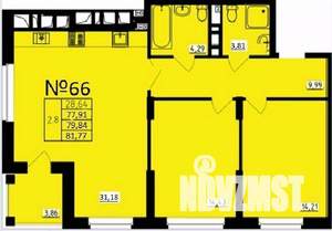 2-к квартира, строящийся дом, 80м2, 5/9 этаж