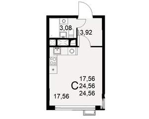 1-к квартира, строящийся дом, 25м2, 1/16 этаж