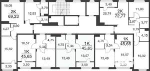 2-к квартира, вторичка, 69м2, 6/9 этаж