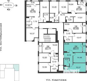2-к квартира, вторичка, 69м2, 6/9 этаж