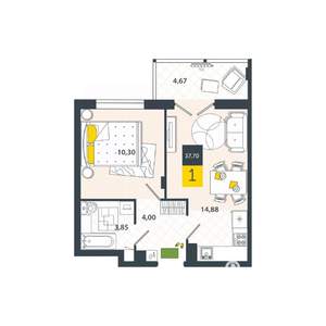 1-к квартира, вторичка, 38м2, 7/8 этаж