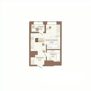 1-к квартира, строящийся дом, 27м2, 11/14 этаж