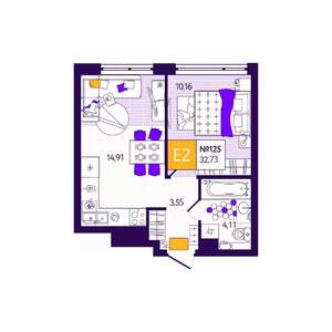 1-к квартира, вторичка, 33м2, 9/12 этаж