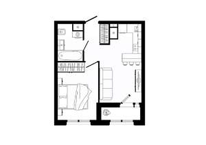 1-к квартира, строящийся дом, 38м2, 20/25 этаж
