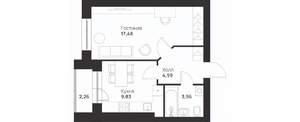 1-к квартира, сданный дом, 39м2, 5/5 этаж