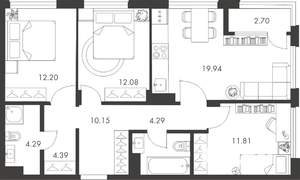 3-к квартира, вторичка, 82м2, 1/9 этаж