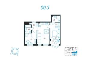 2-к квартира, вторичка, 66м2, 7/24 этаж