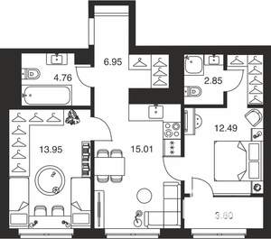 2-к квартира, вторичка, 60м2, 20/25 этаж