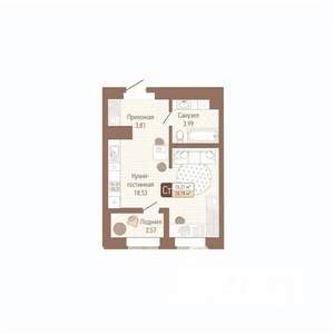 1-к квартира, вторичка, 28м2, 14/14 этаж