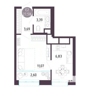 1-к квартира, вторичка, 28м2, 2/10 этаж