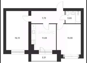 2-к квартира, вторичка, 53м2, 4/5 этаж