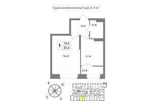 1-к квартира, вторичка, 31м2, 10/11 этаж