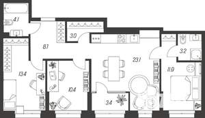 3-к квартира, строящийся дом, 81м2, 9/24 этаж