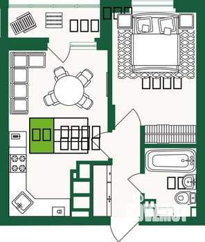 1-к квартира, строящийся дом, 39м2, 4/9 этаж