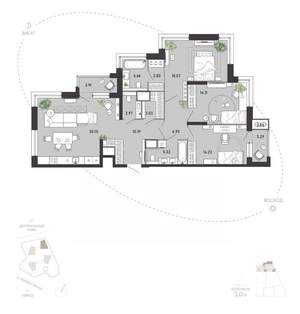 3-к квартира, вторичка, 119м2, 6/21 этаж