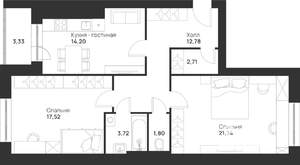 2-к квартира, строящийся дом, 77м2, 3/5 этаж